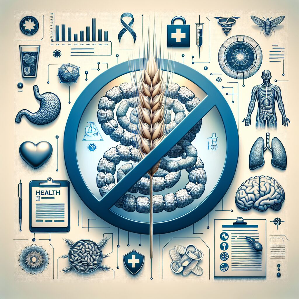 Símbolos de salud y sistema digestivo sin gluten.