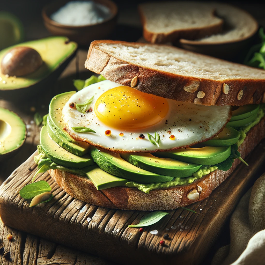 Tostada con aguacate y huevo.