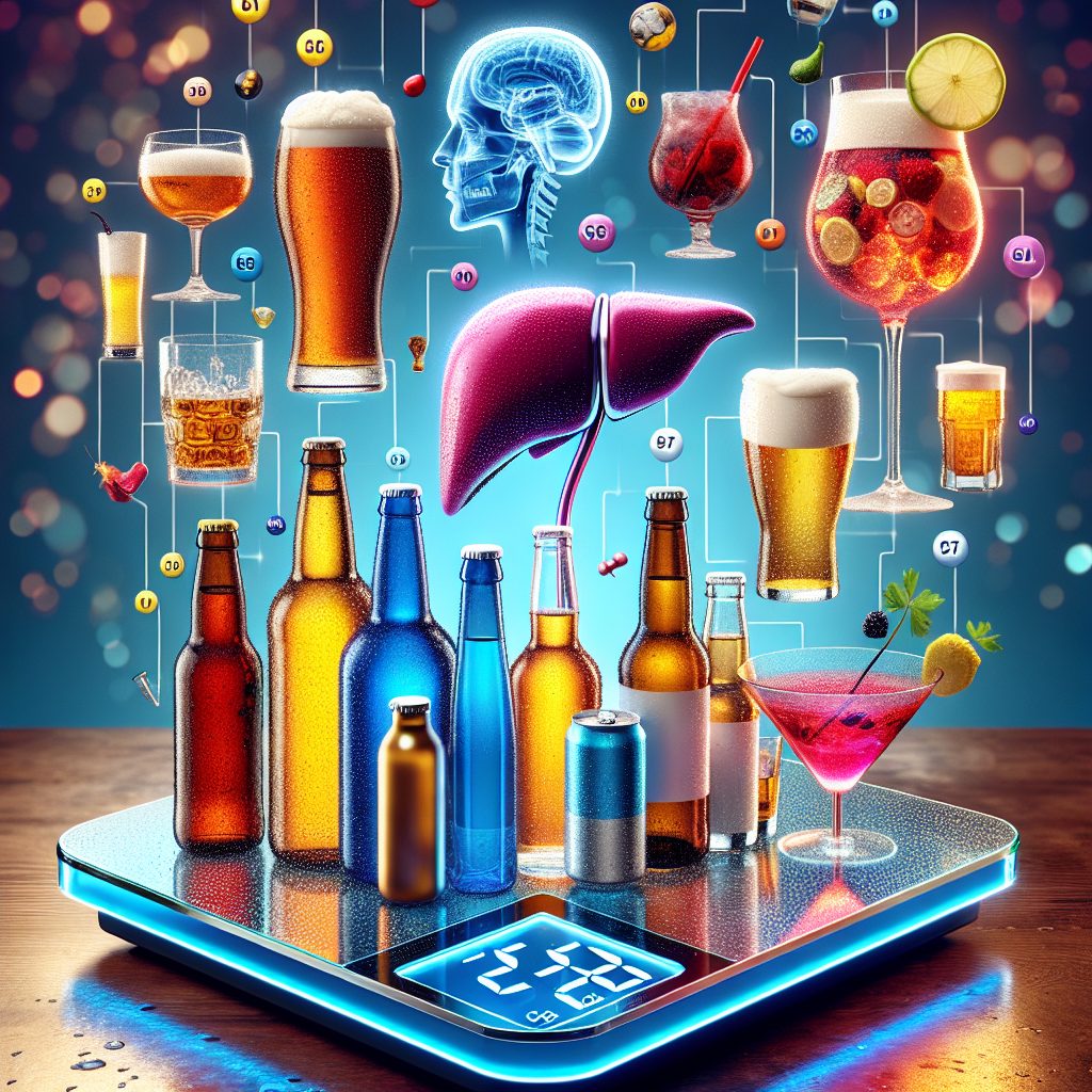 Bebidas alcohólicas y órganos en infografía digital.